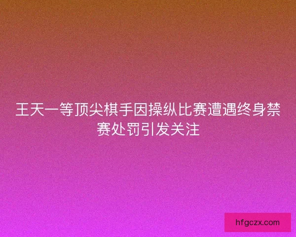 王天一等顶尖棋手因操纵比赛遭遇终身禁赛处罚引发关注