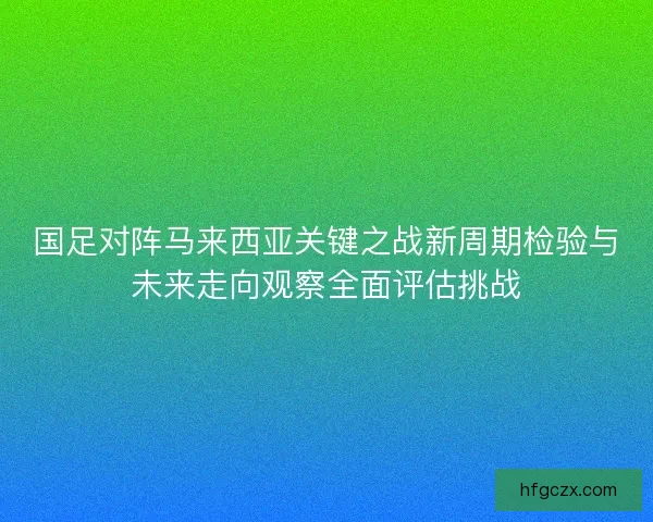 国足对阵马来西亚关键之战新周期检验与未来走向观察全面评估挑战
