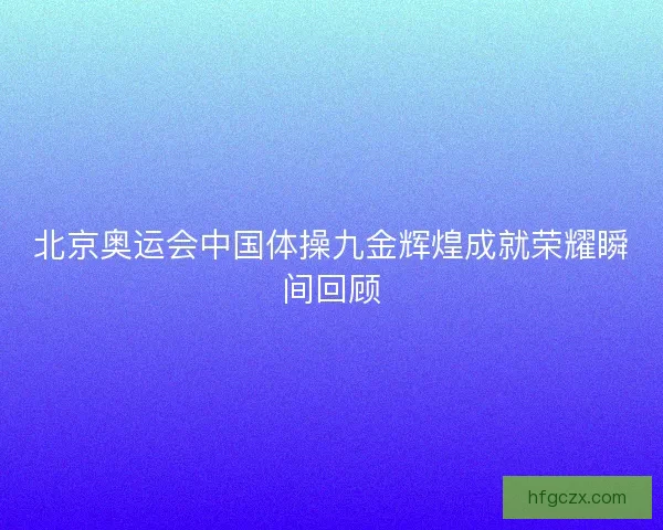 北京奥运会中国体操九金辉煌成就荣耀瞬间回顾